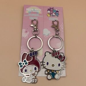 Sanrio Hello Kitty My Melody BFF Keychain Set Enamel Charms 2 Pack New